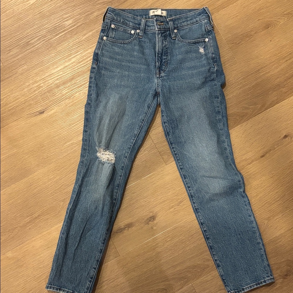 Madewell Distressed Blue Straight Leg Jeans